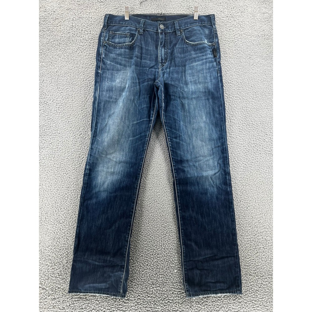Silver Jeans Co Garner Mens Straight Leg Dark Wash Denim Jeans Blue Fits 36x33